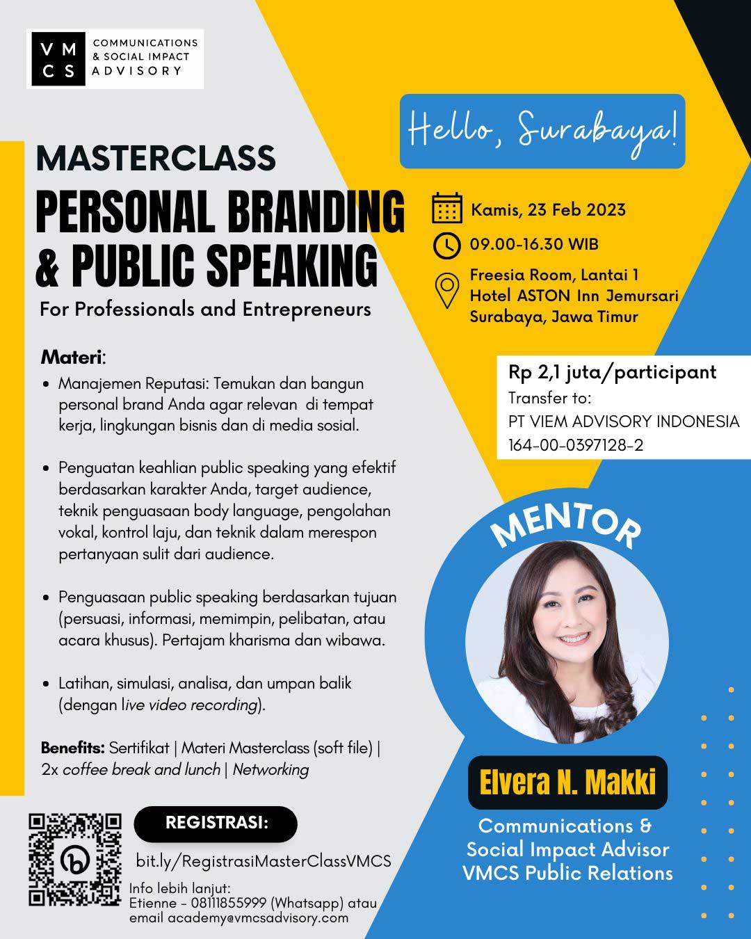 Masterclass Personal Branding and Public Speaking For Professionals and Entrepreneurs